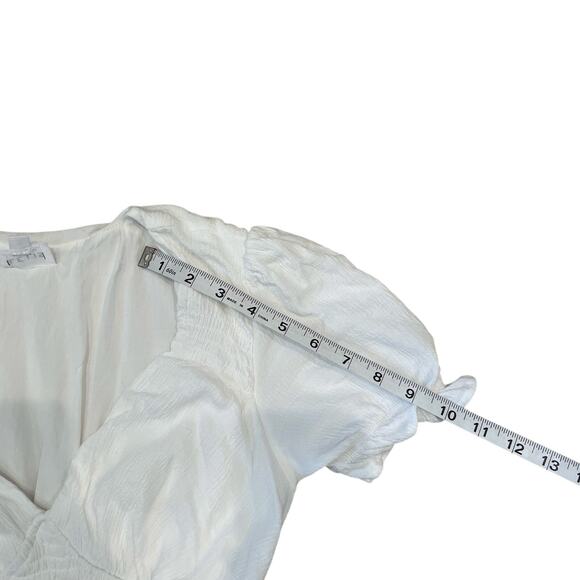 Le Lis White V-Neck Smocked Mini Bodycon Dress, Women's size M, Elegant Cottage - Picture 7 of 8